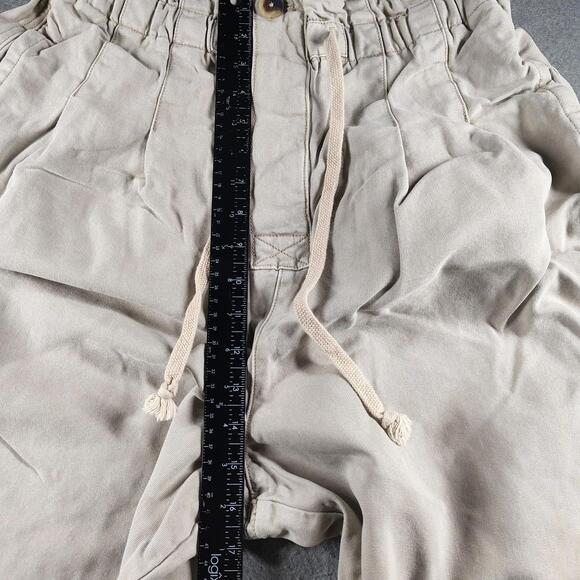 Free People Womens L Beige Paperbag Waist Tapered Pants Cotton Viscose EUC - Picture 5 of 7